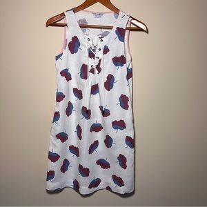 Boden 100% Linen Floral Lace Up Sleeveless Dress with Pockets!!